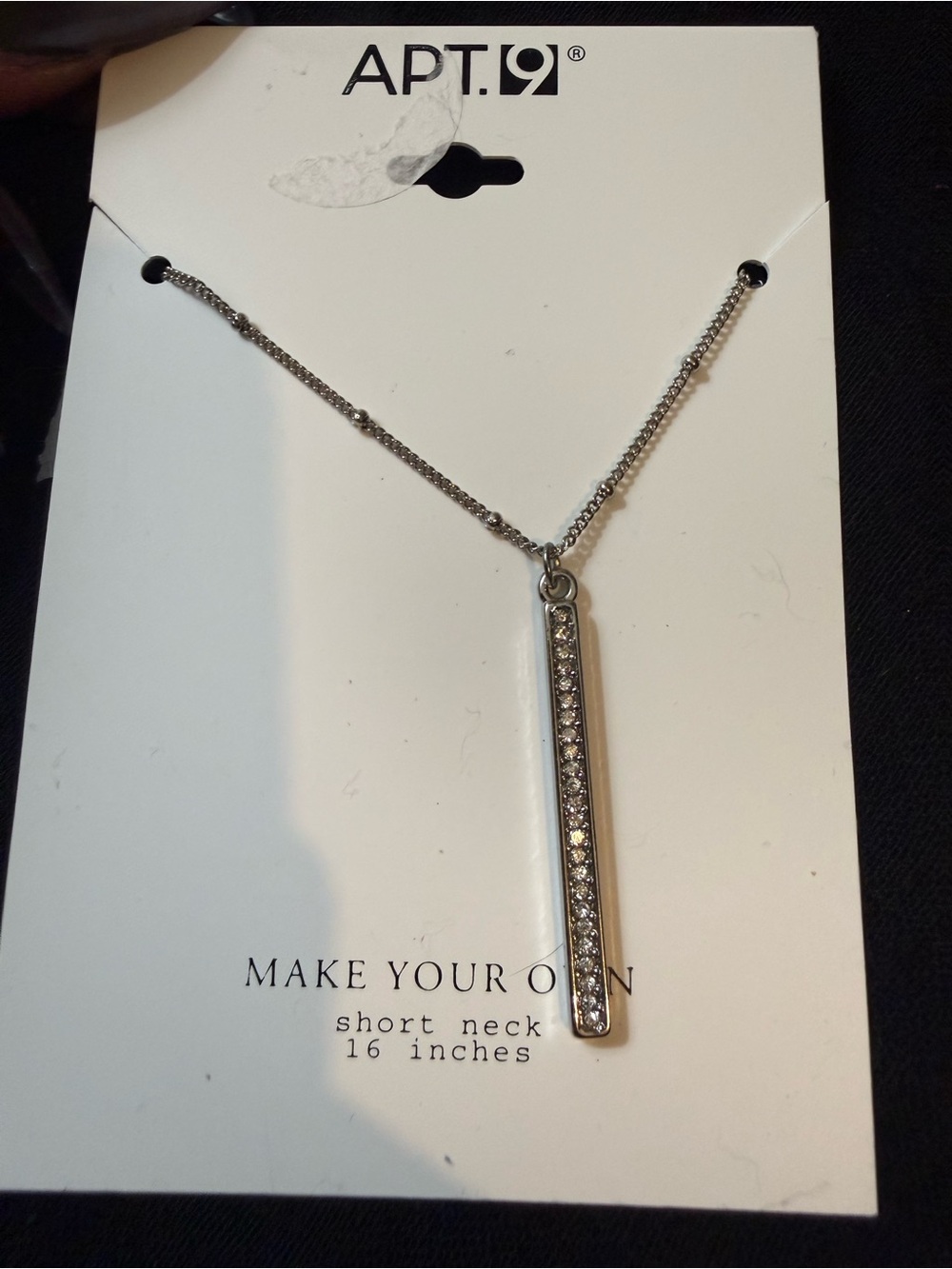 Apt. 9 Silver Bar Pendant Necklace with Crystal Row